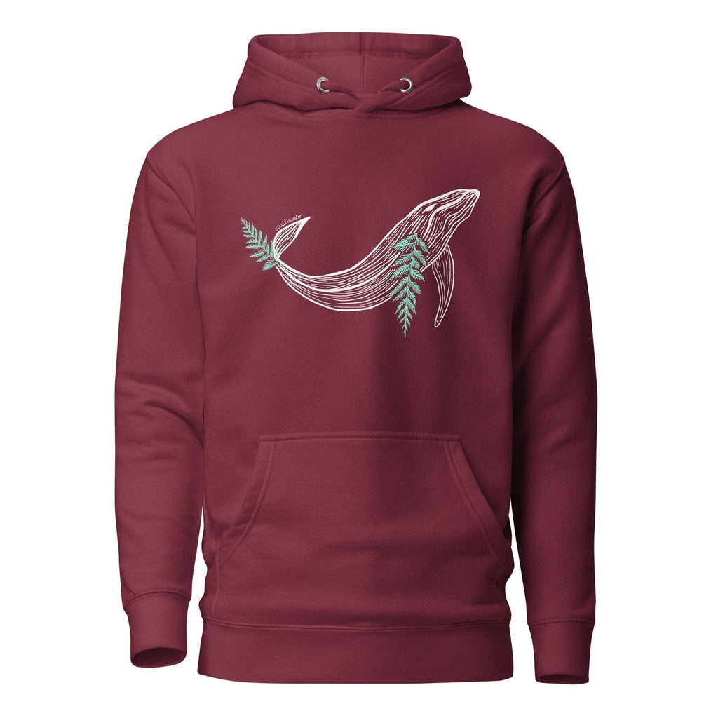 Design of Whale & Ceder Branch - Unisex Hoodie , the colour is Maroon