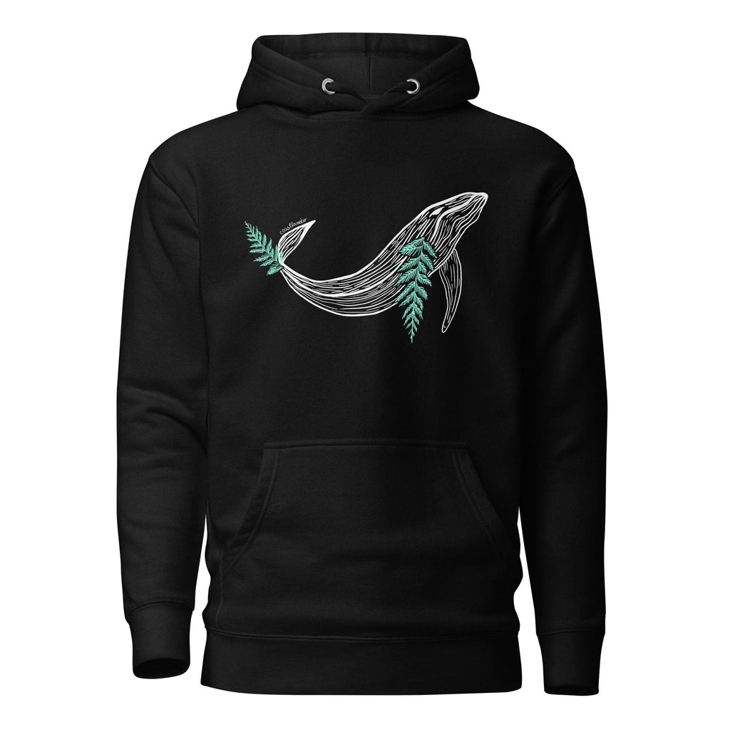 Design of Whale & Ceder Branch - Unisex Hoodie , the colour is Black