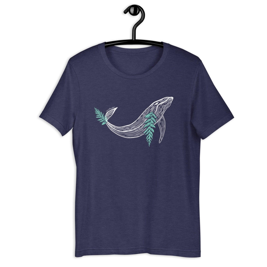 Design of Whale & Ceder Design - Unisex t-shirt , the colour is Heather Midnight Navy