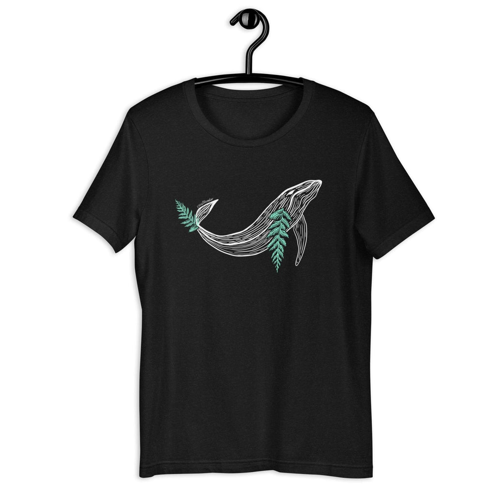 Design of Whale & Ceder Design - Unisex t-shirt , the colour is Black Heather