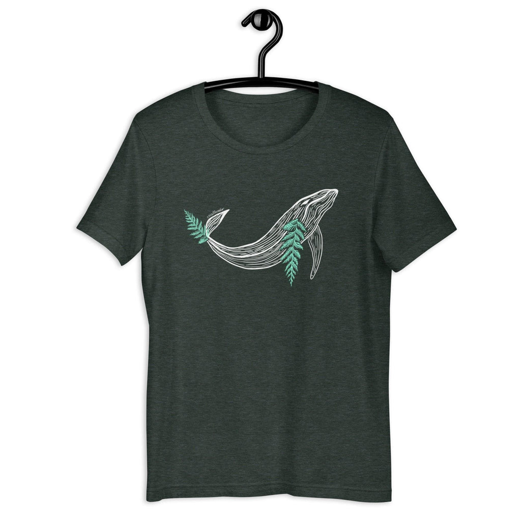 Design of Whale & Ceder Design - Unisex t-shirt , the colour is Heather Forest